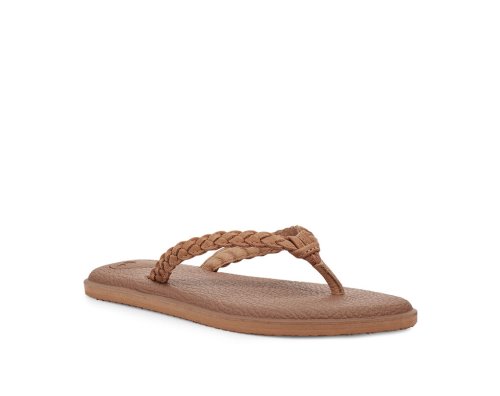 Sanuk Yoga Braid Leather - Sanuk Flip Flops Womens Brown - Philippines FNDWQK385